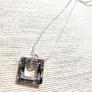 Swarovski Crystal square silver pendant
